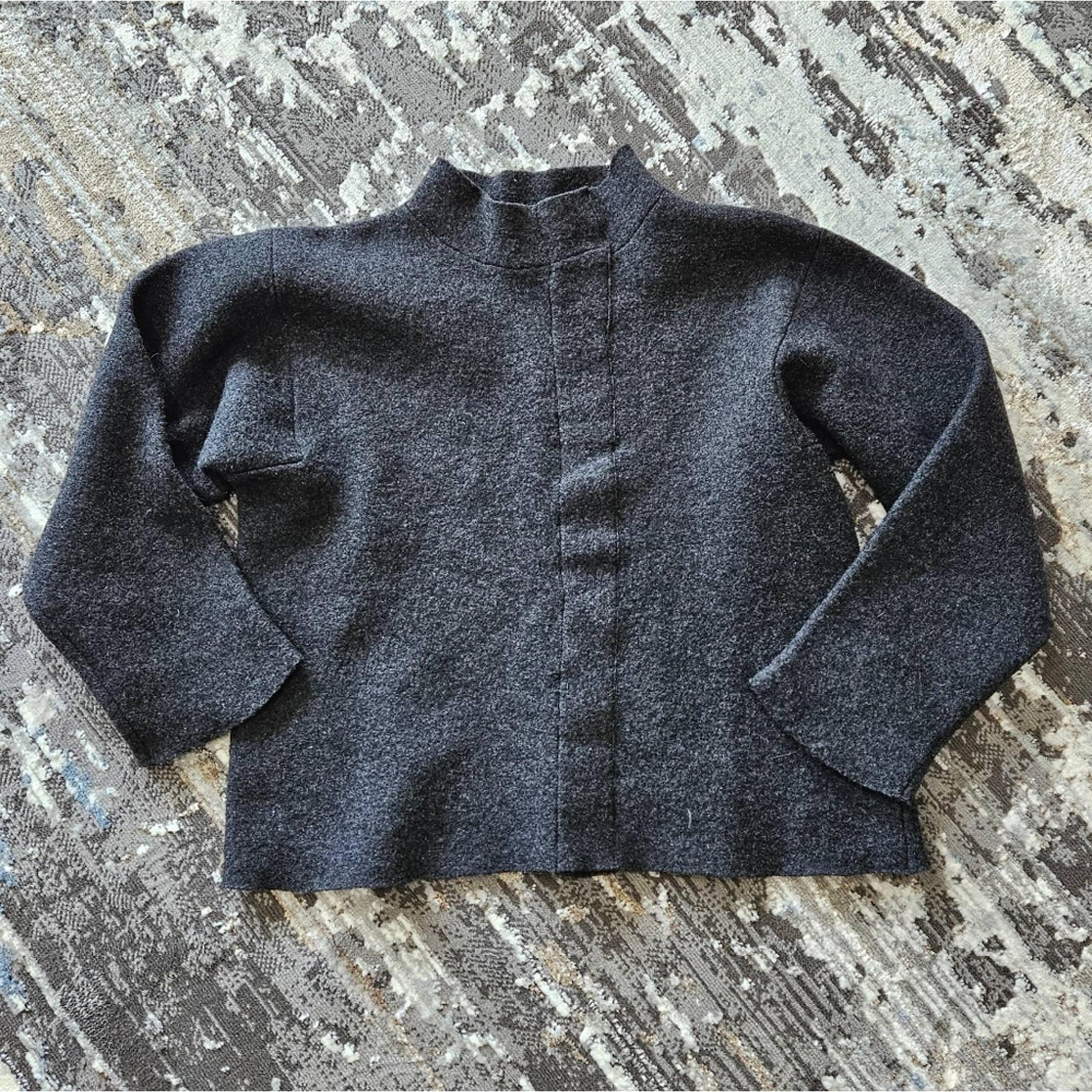 Eileen Fisher 100% wool mock neck lagenlook oversized sweater