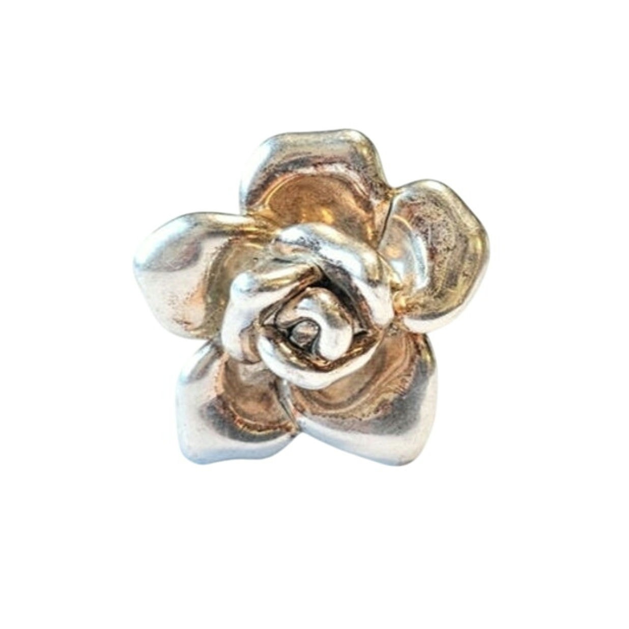 Large Rose Sterling Ring Cocktail Dinner Ring Size 9.5 Statement Ring