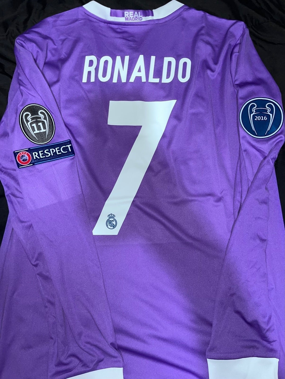 16/17 Real Madrid Ronaldo #7 UCL Final Away Jersey Soccer Adidas medium slimfit
