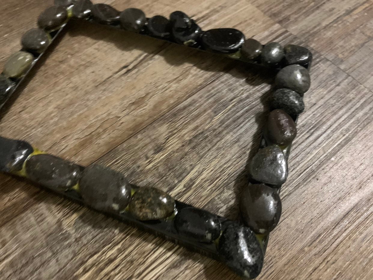 Hand-made pebble picture frames