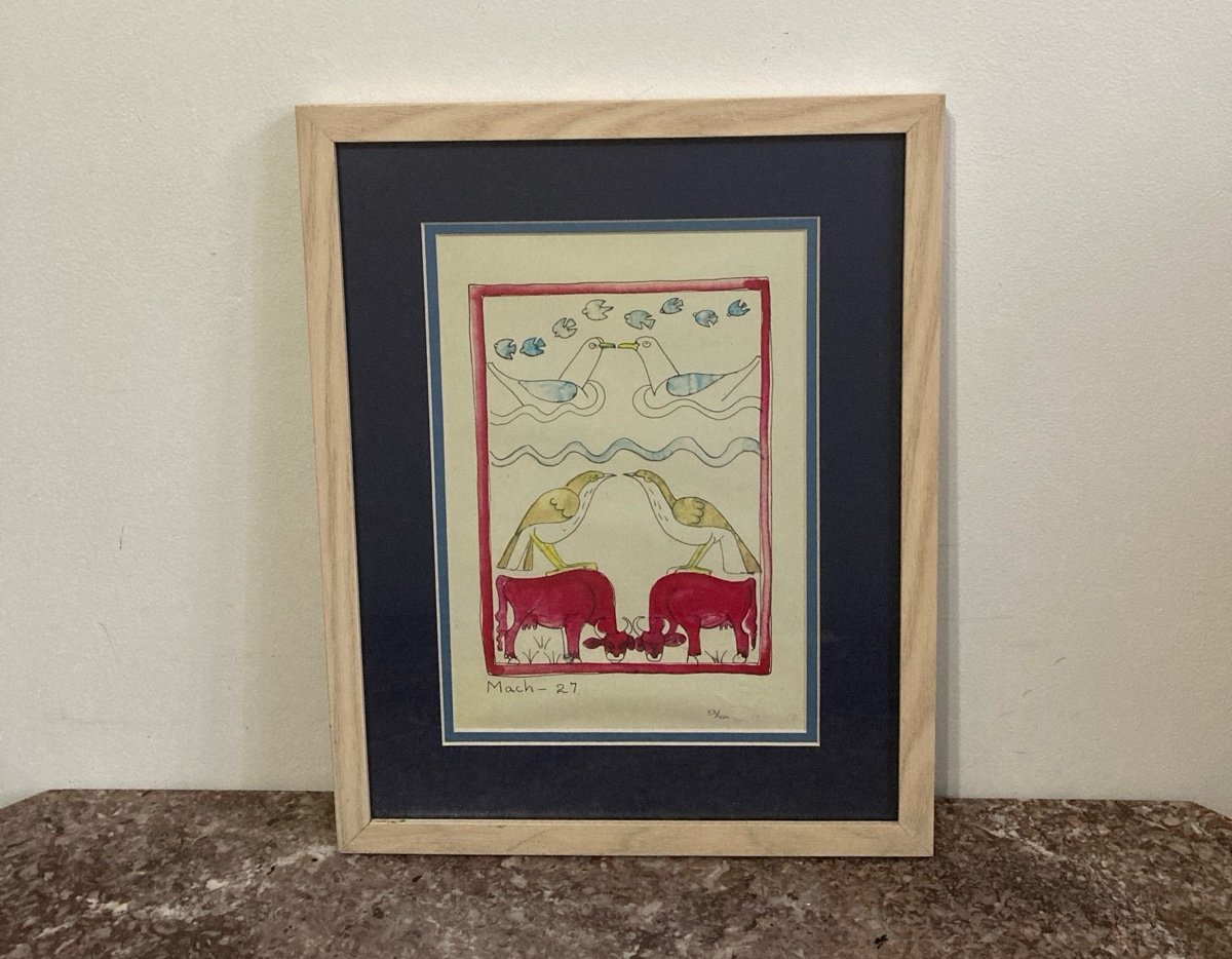 Walter Anderson Calendar Print w/ Red Cows ~ March 27