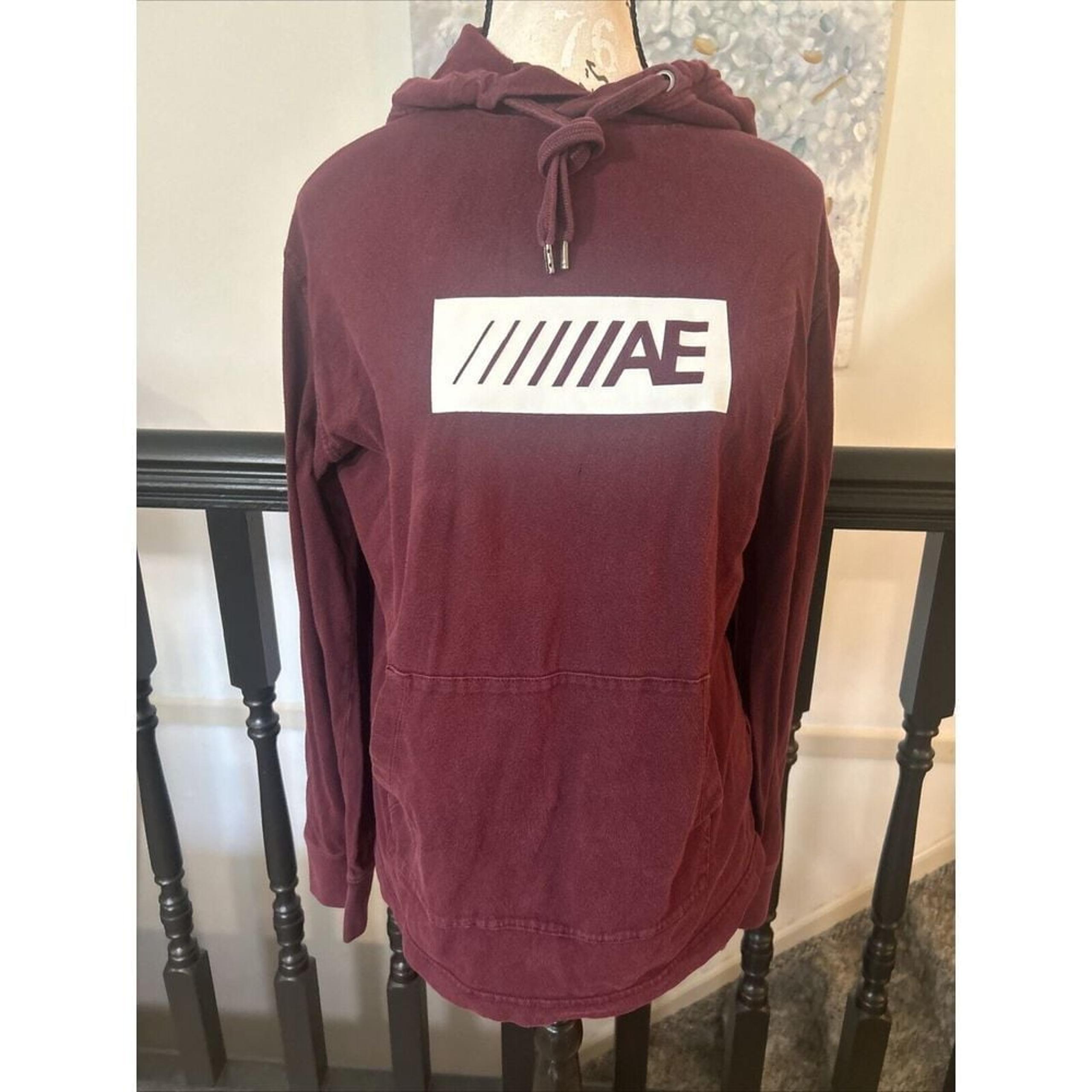 AMERICAN EAGLE Standard Fit Pullover Burgundy Tee Sweatshirt Hoodie Men's Size M