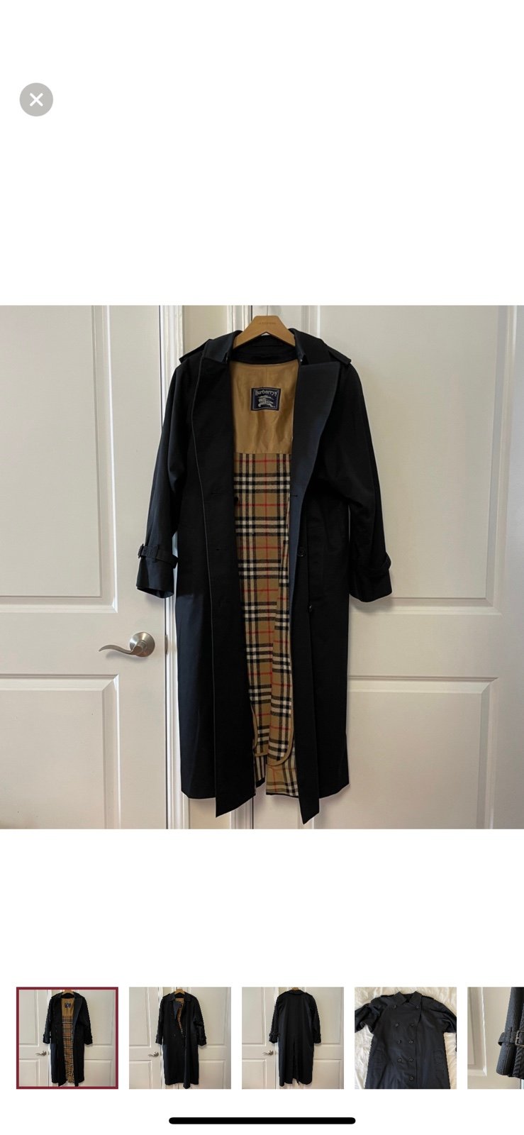Burberry’s Prorsum Vintage Black Men’s Trench Coat Nova Check size 8 XX-Long