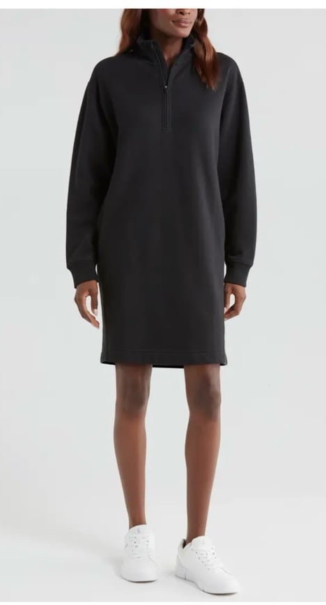Zella NWT Cloud Fleece Long Sleeve Quarter Zip Dress