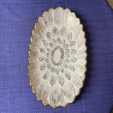 Royal Haeger Gold Tweed Glaze 22K Gold Serving Bowl/Dish 16” By 9”