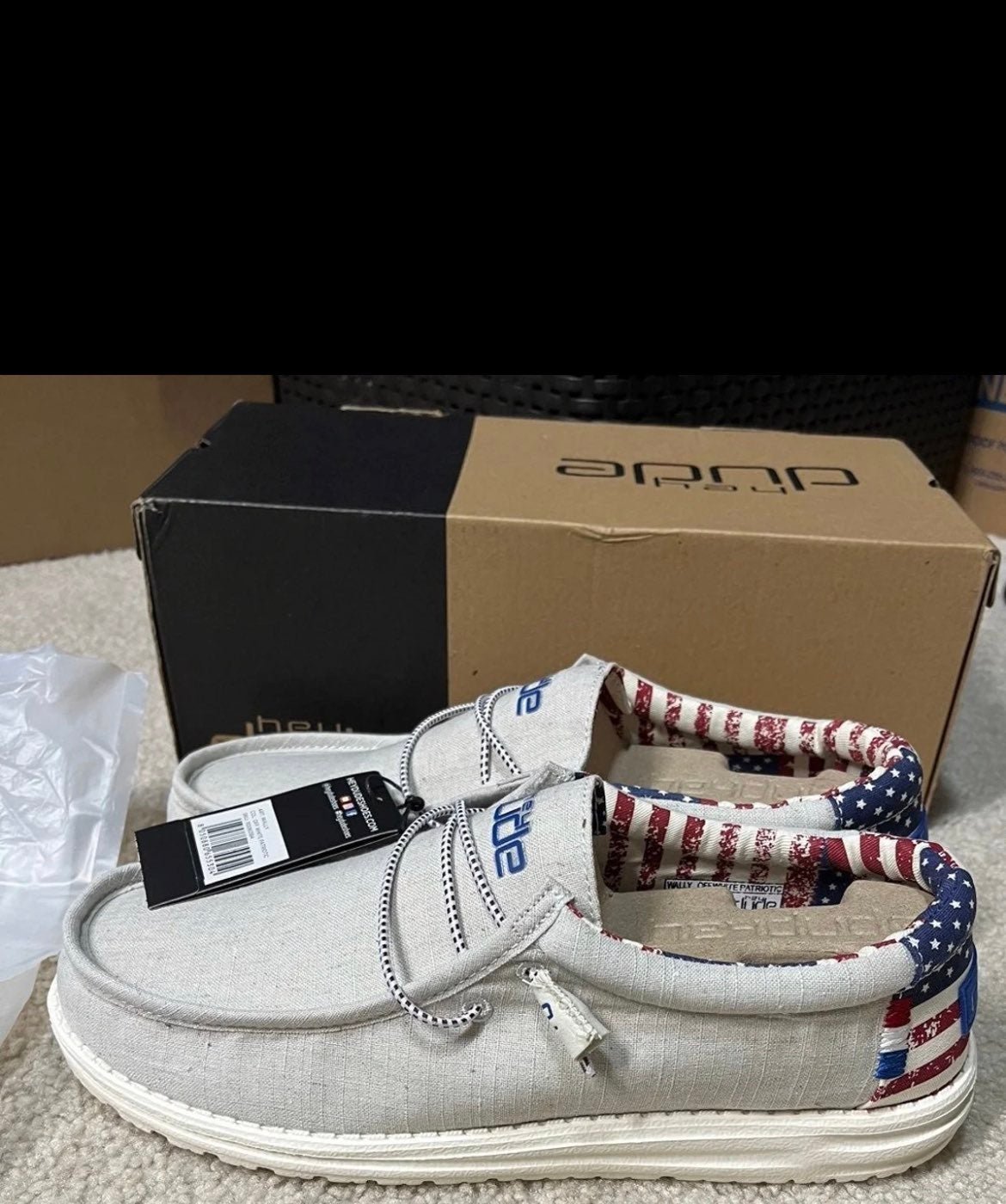 Hey Dude Wally off white patriotic Mens Size 12