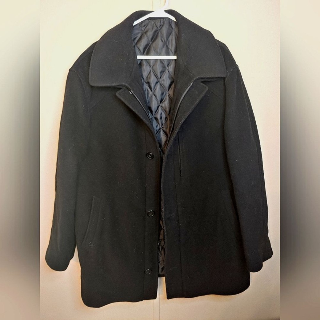 Ralph Lauren Black Cashmere Pea Coat, Size Large