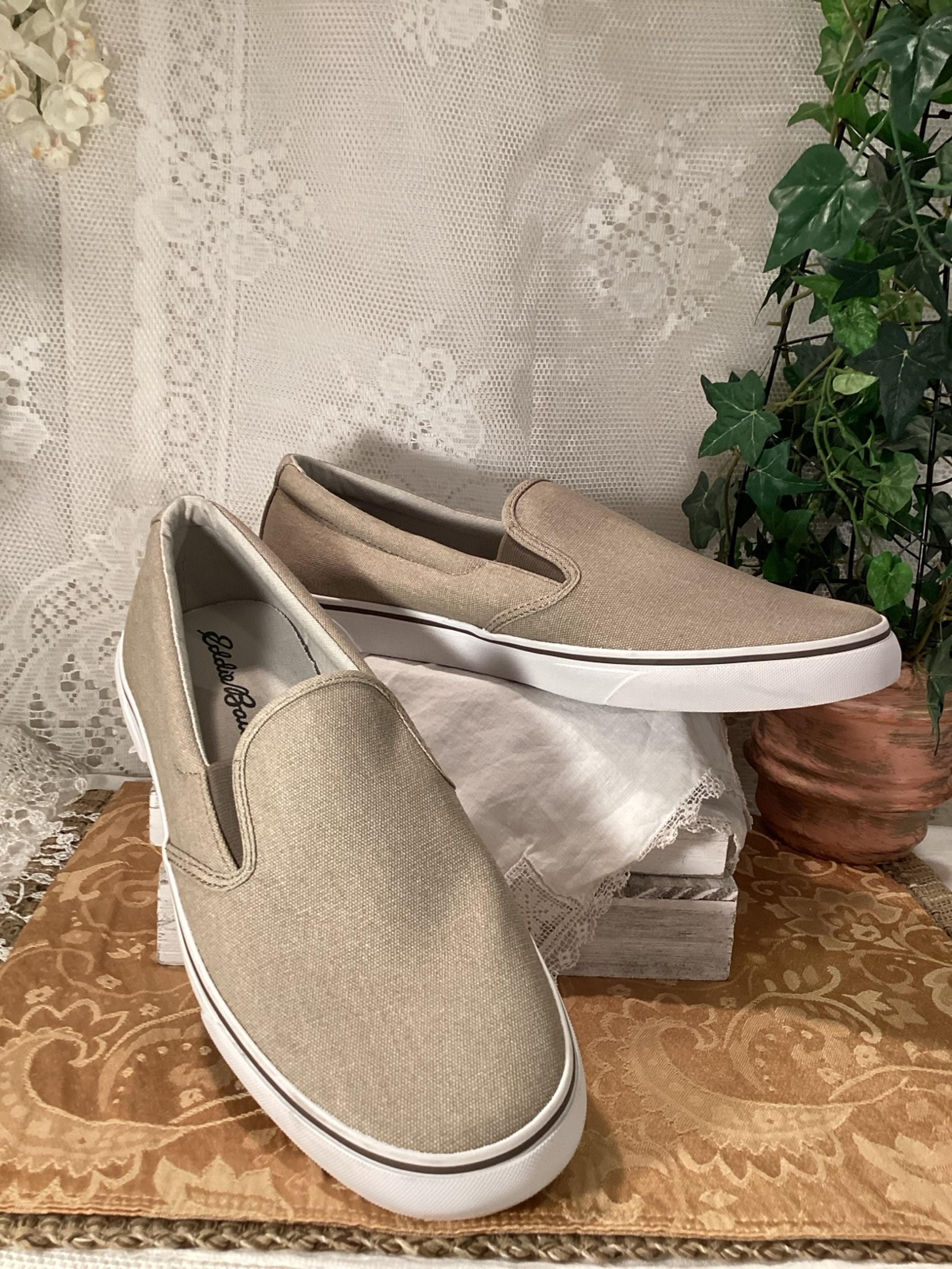 Men's Eddie Bauer  Canvas Slip on Deck / Boat Shoe Non Slip -  size 13