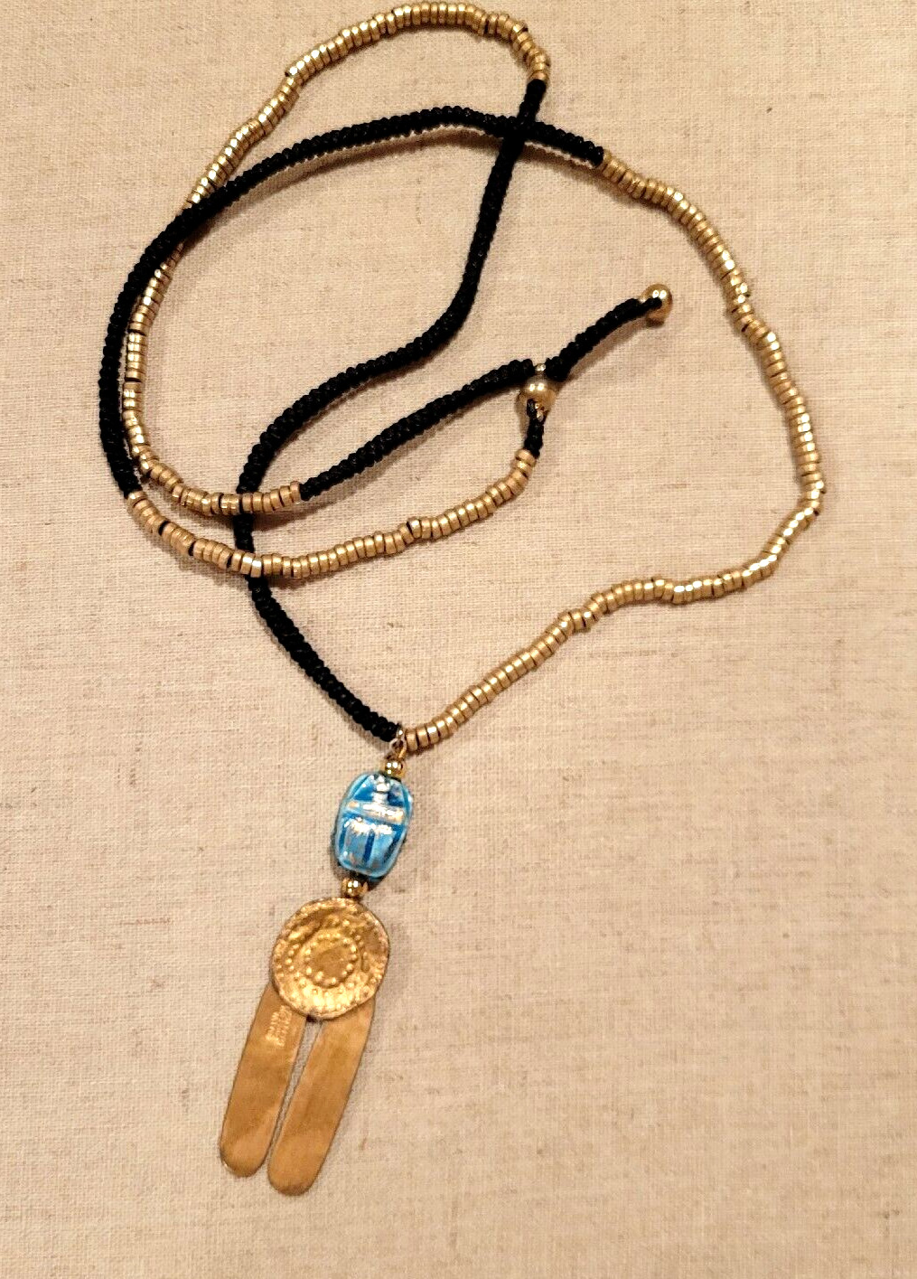 Egyptian Scarab Knotted Beaded Long Replica Necklace 32 Alva Museum