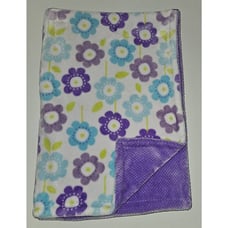 Little Miracles Purple Flowers Blue Green Fleece Baby Blanket Lovey Girl READ