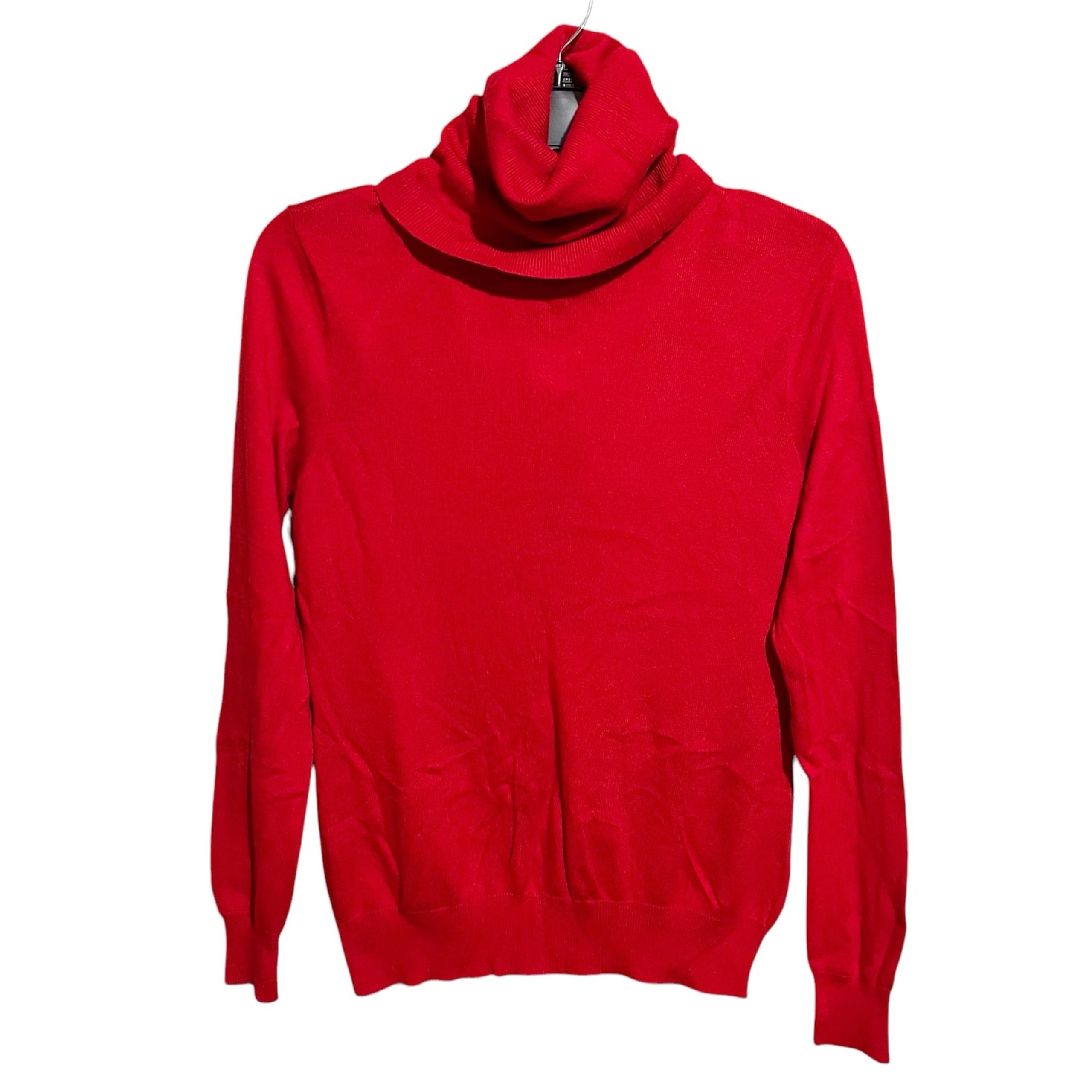 Ralph Lauren Women's M Turtleneck Sweater Red Viscose Cashmere Blend