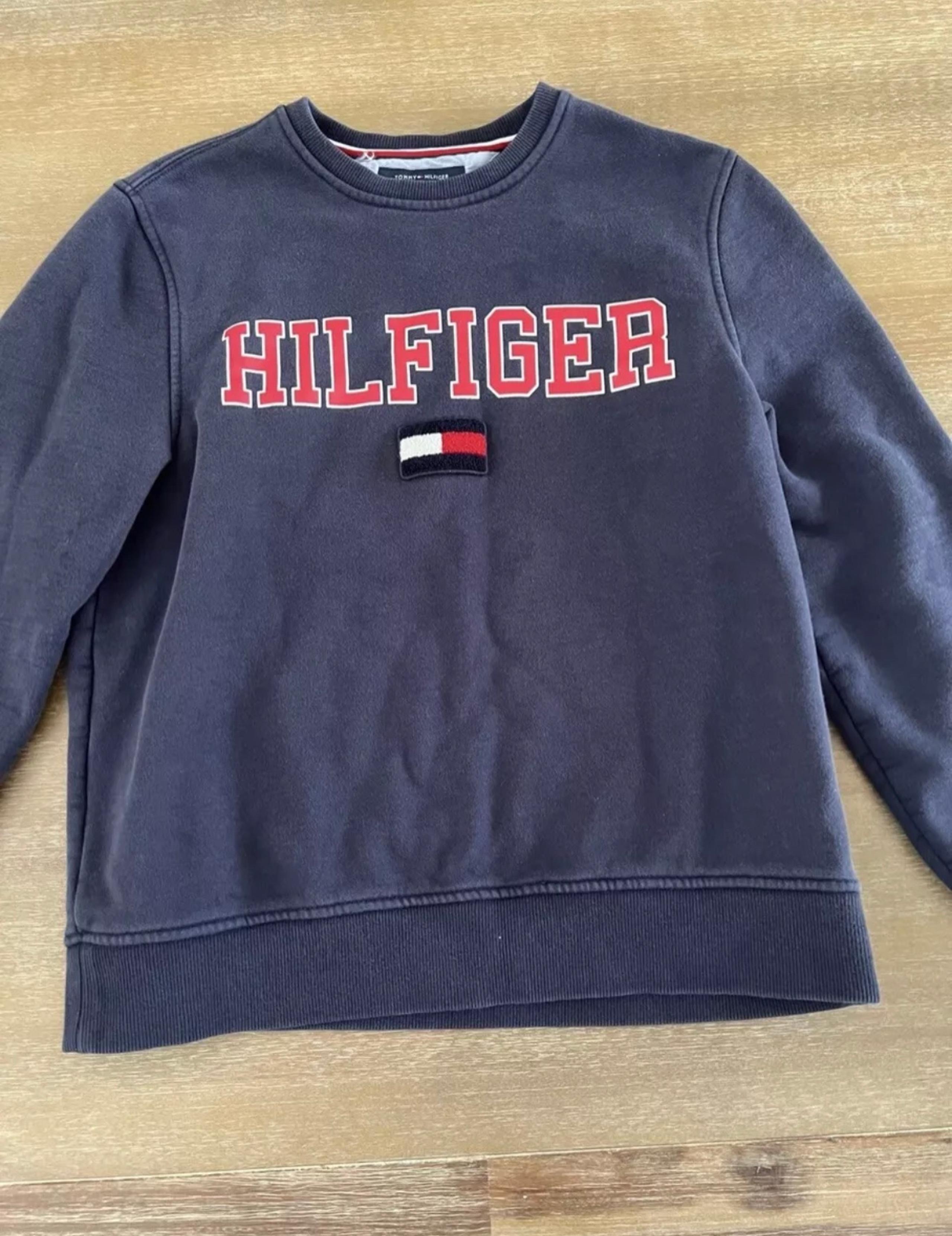 Tommy Hilfiger Crewneck Sweatshirt Mens Navy Blue Mens Size Medium Flag Logo