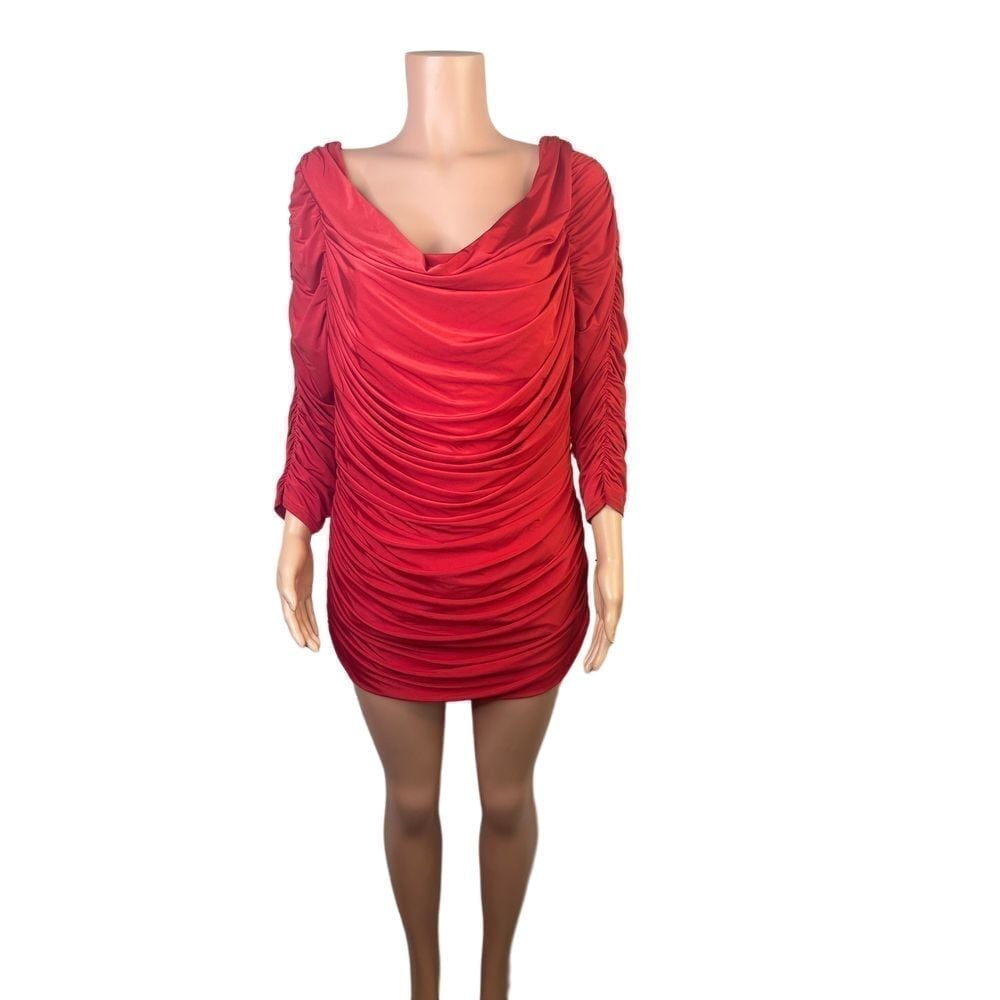 Tadashi Shoji NWT Ruched Red Dress FP90322MQ, Plus size 1X, stretchy, bodycon