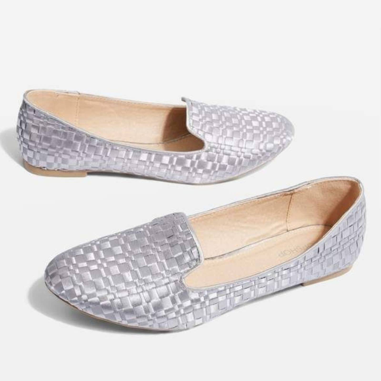 Topshop | Silver Woven Flats size 9