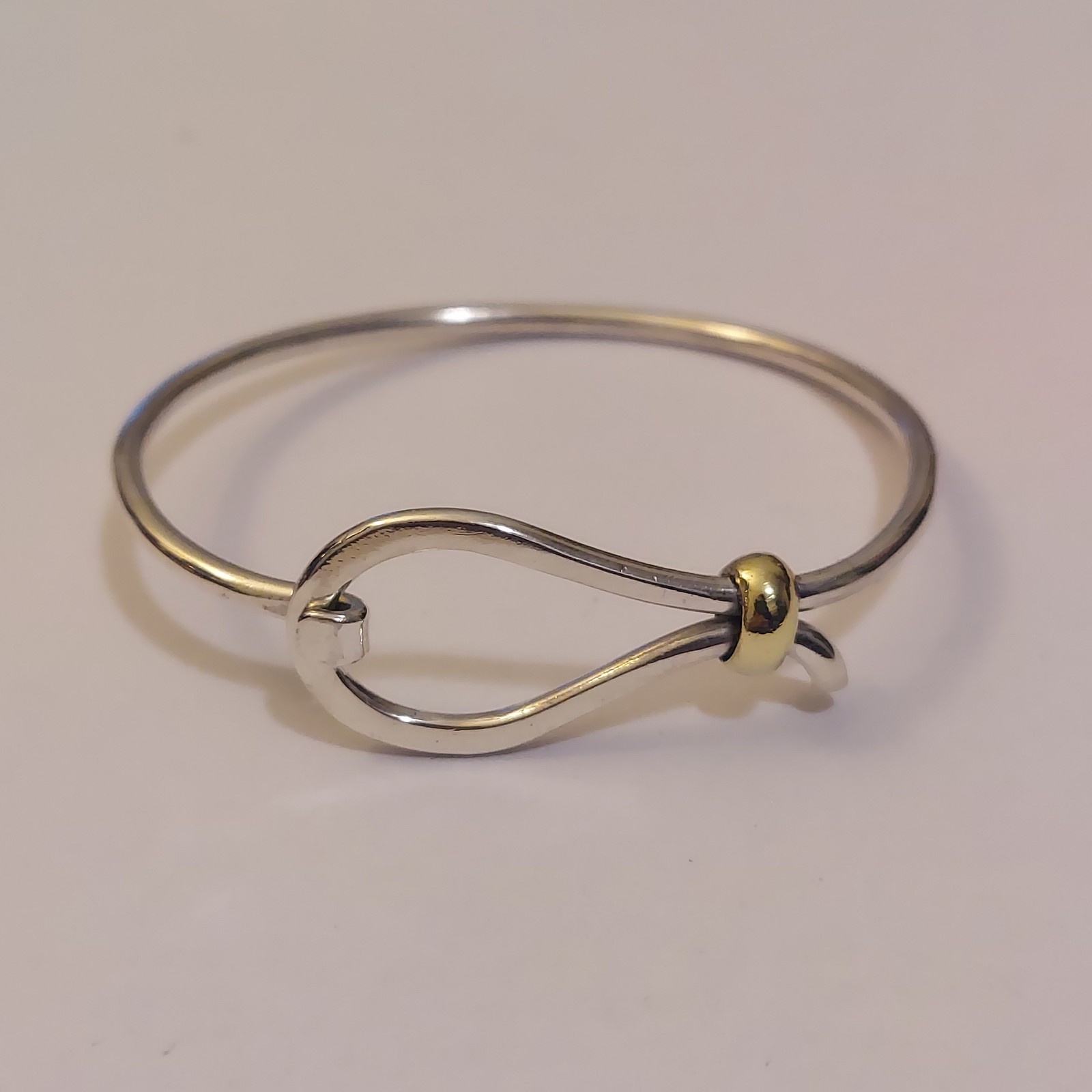 Vintage Mexico TC-155 Sterling Silver & Brass Hook Bangle Bracelet