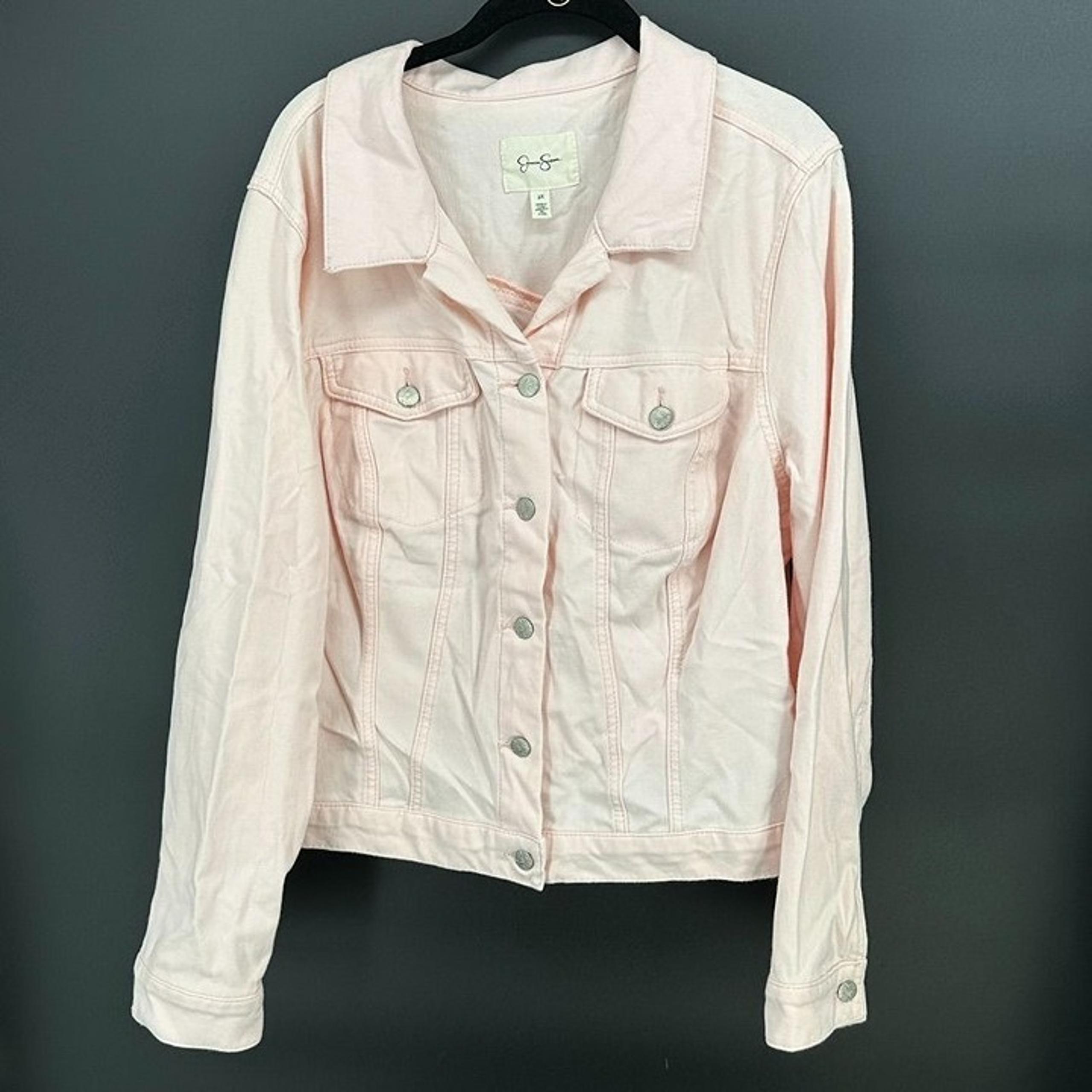 Jessica Simpson Lightweight Jean Jacket Light Pink Long Sleeve Plus Size 2X