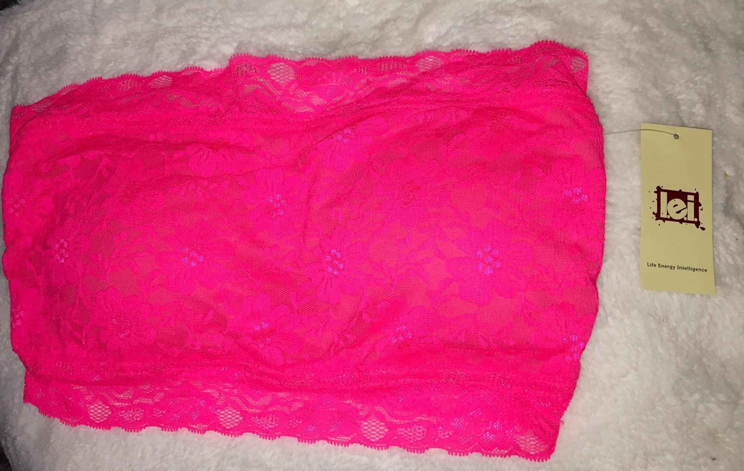 hot pink floral lace tube top