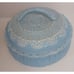 Vintage McCould Mold '86 Blue Doily Lid Ceramic Covered Dish