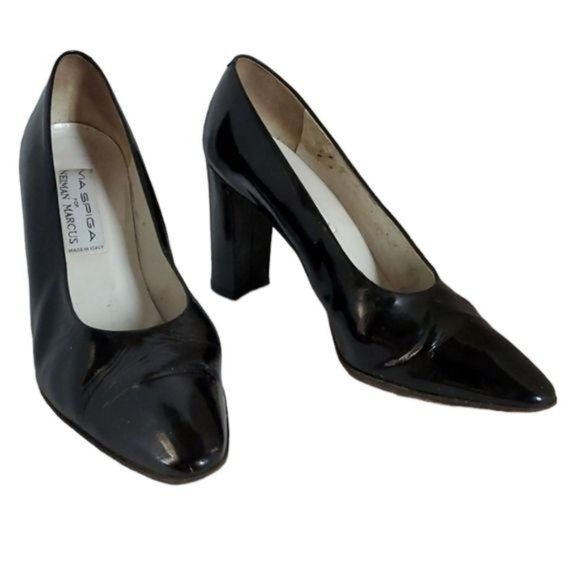 Heels Via Spiga Neiman Marcus Black Patent Leather Pumps Women's WOMAN'S 8½ B