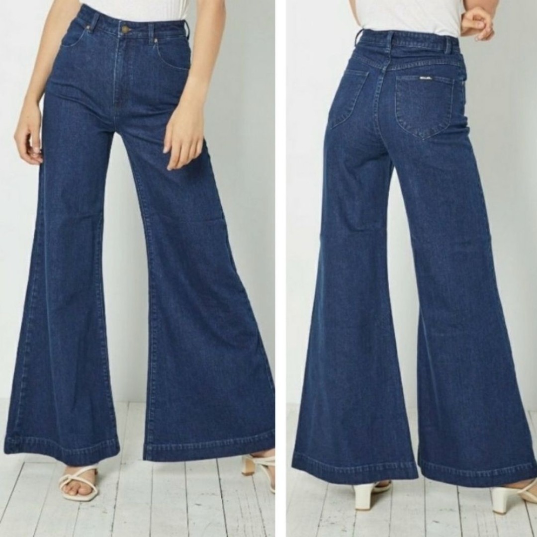 ROLLA’S East Coast High Rise Flare Jeans Organic Cotton Size 26