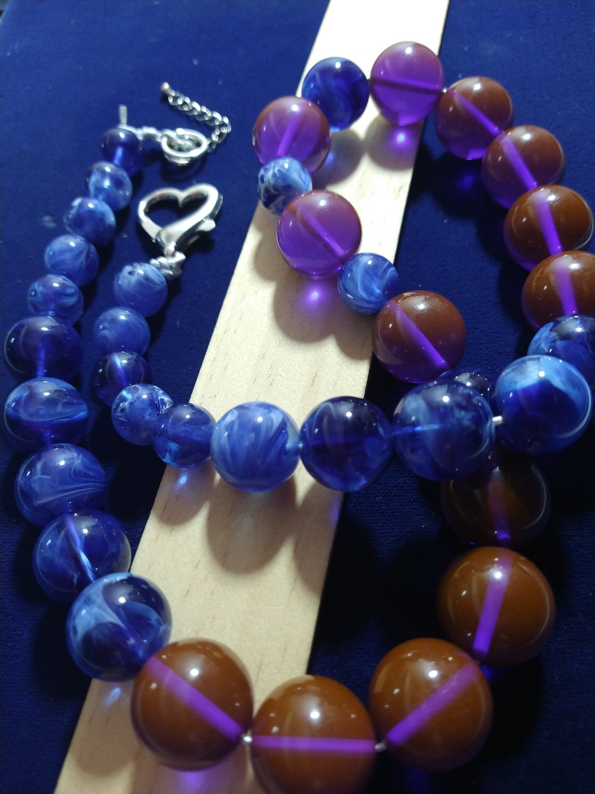 Necklace 0622. Tangled in blues Amber