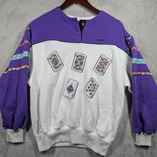 Vintage Head Sportswear Sweatshirt Women's Medium Purple Cards Embroidered 90s