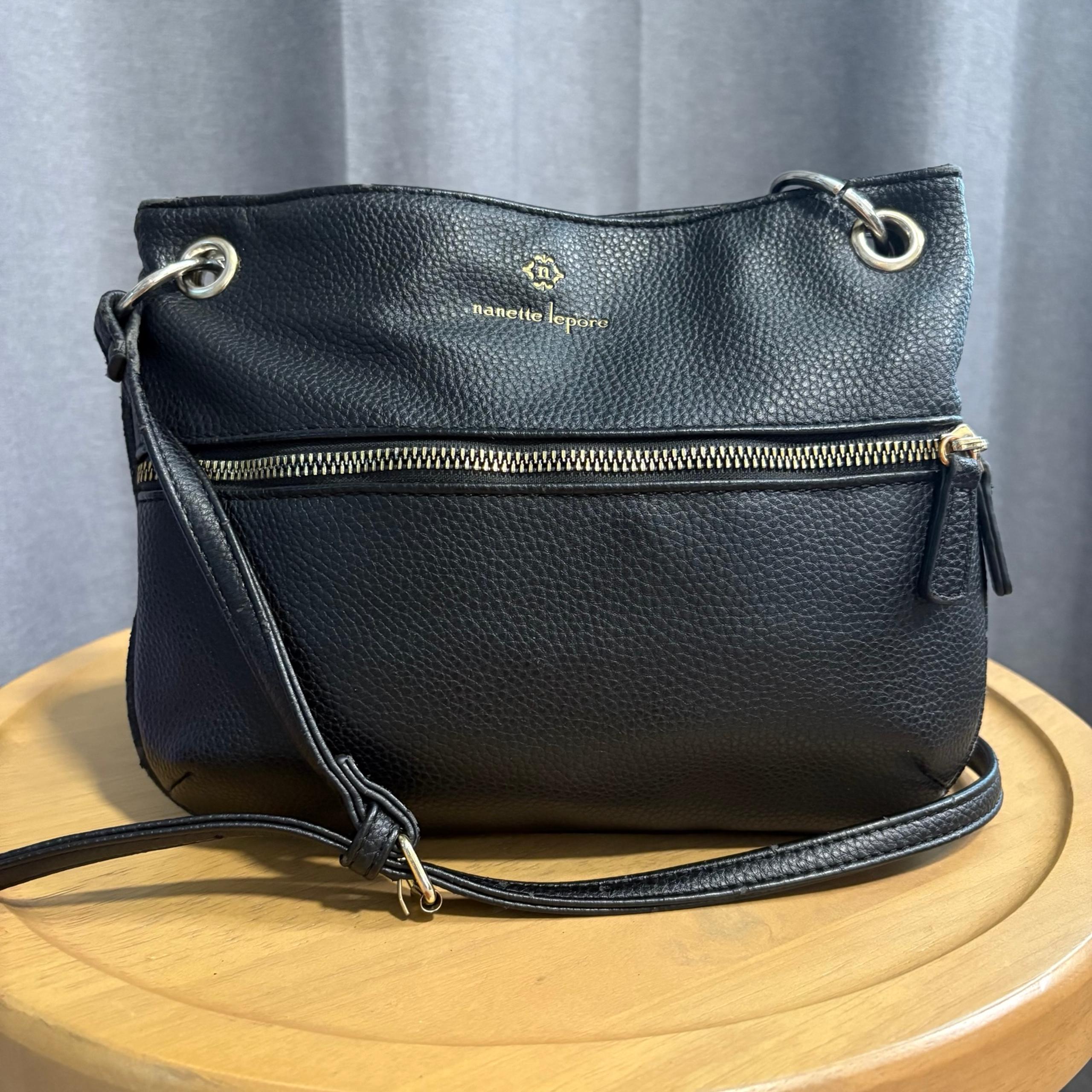 Black leather Nanette Lepore crossbody bag
