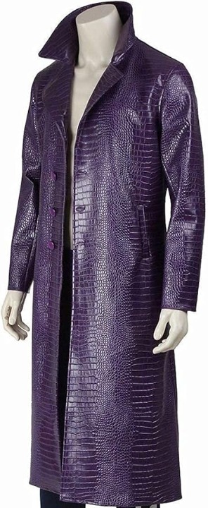 Jared Leto Joker Suicide Squad Purple Leather Trench Coat for Men