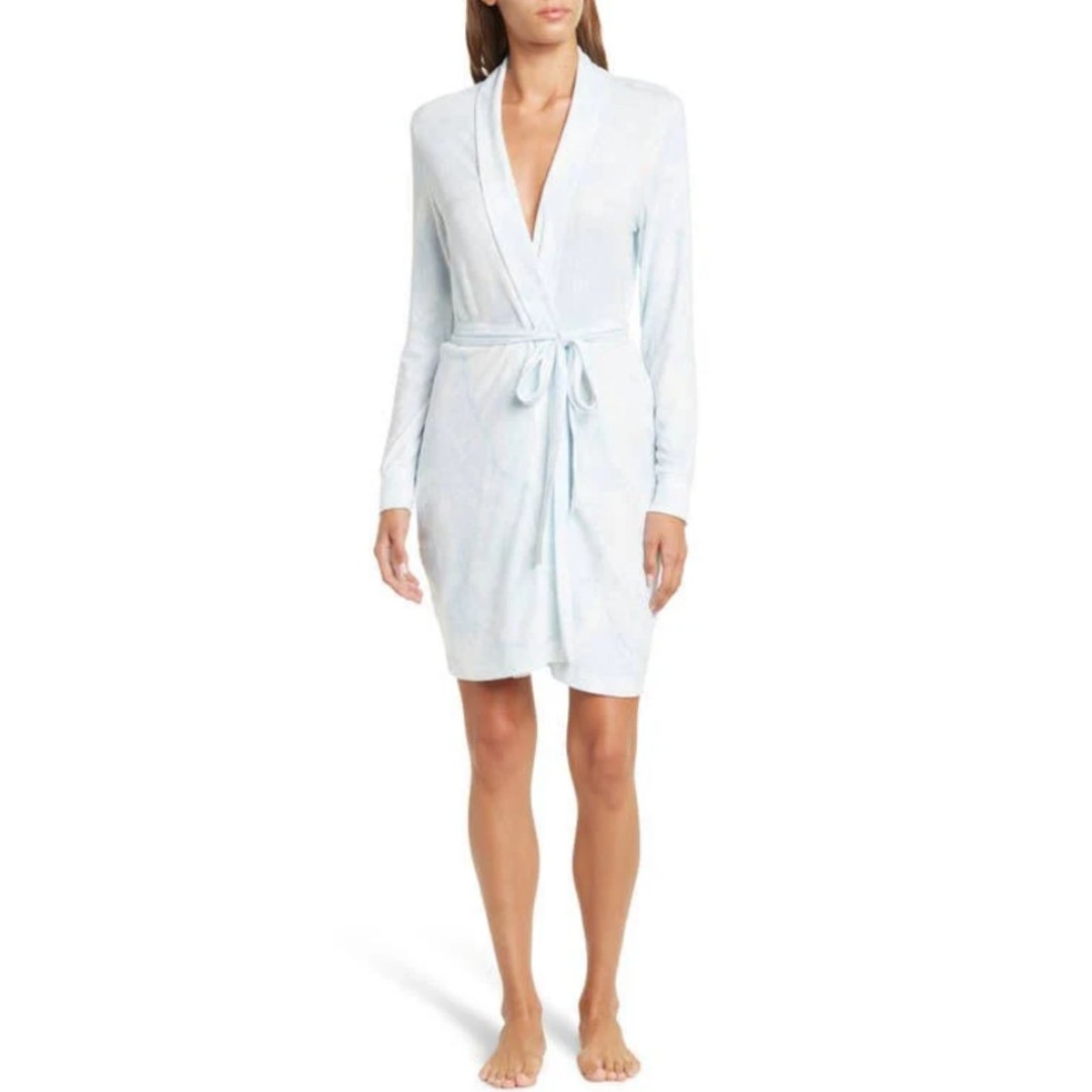 PJ Salvage Women's Size Medium Powder Blue Wifey Bridal Embroidered Robe NWT