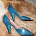 Vintage Louis Vuitton blue Patent Leather Heel 38