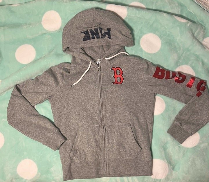 Pink Victoria's Secret Red Sox Major League Baseball Full Zip Hoodie Large