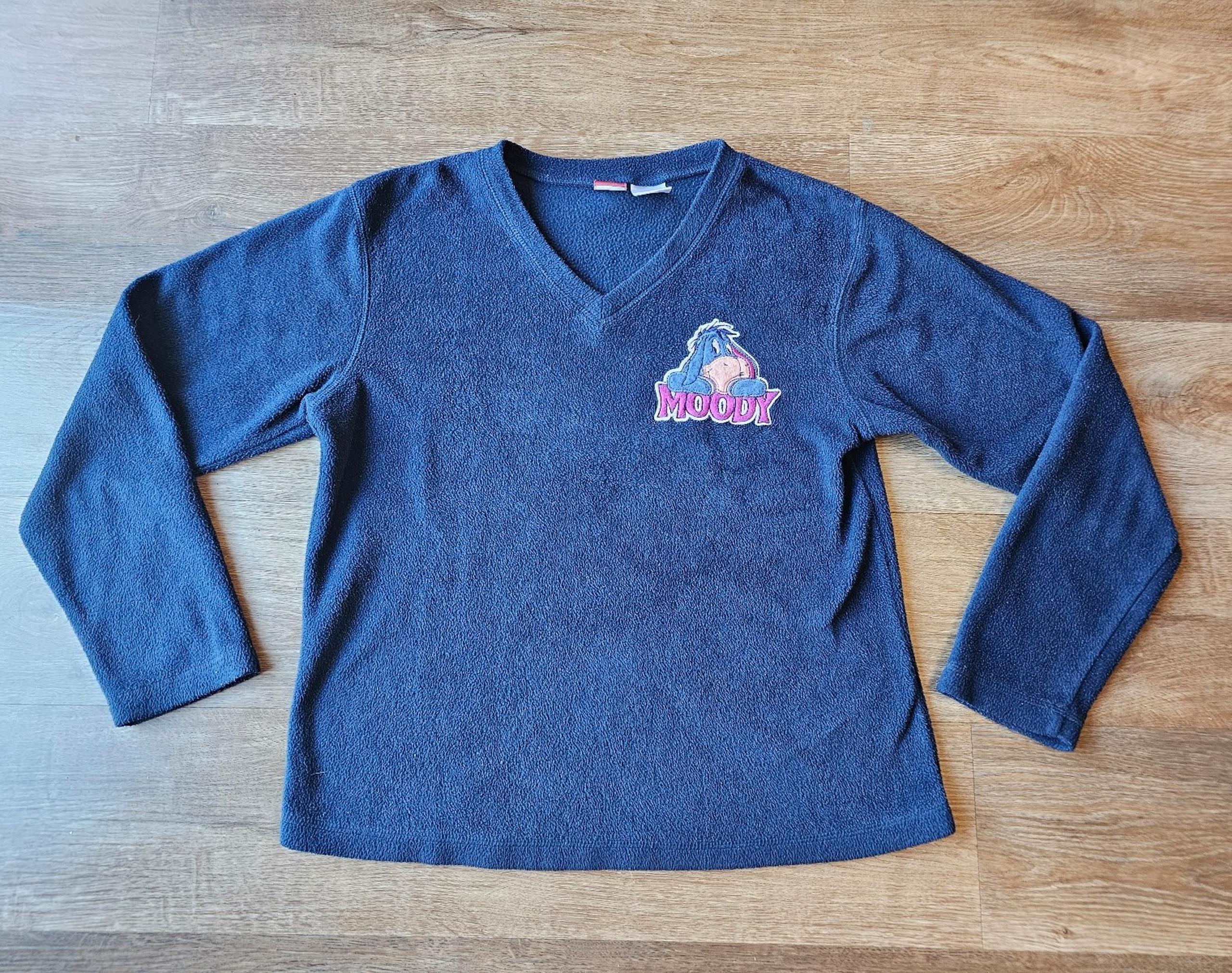 Vintage Disney Winnie The Pooh Eyore "moody" Fleece V Neck Womens Sweater Shirt