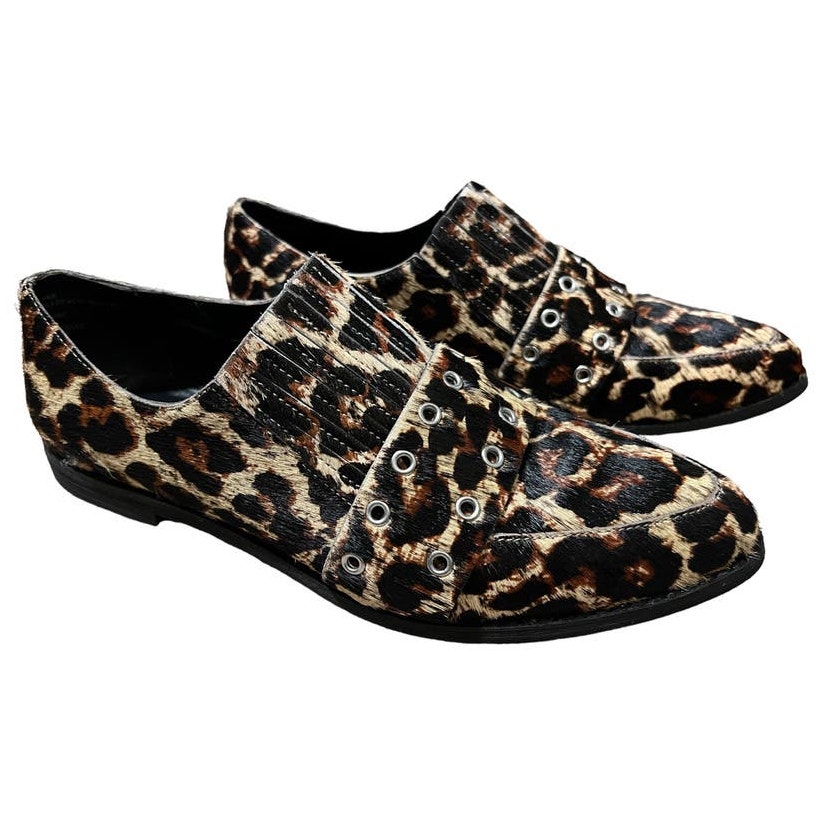 Treasure & Bond Calf Hair Pointed Toe Slip On Loafers SZ 8 Leopard Mob Wife Work