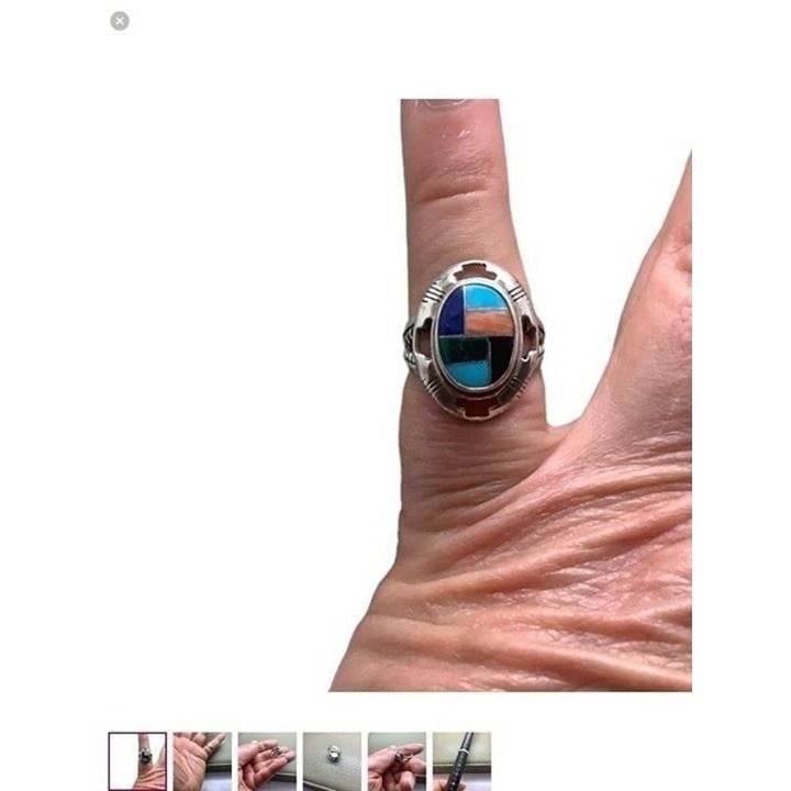 Carolyn Pollack sterling silver Mosaic ring size 6.25 excellent condition