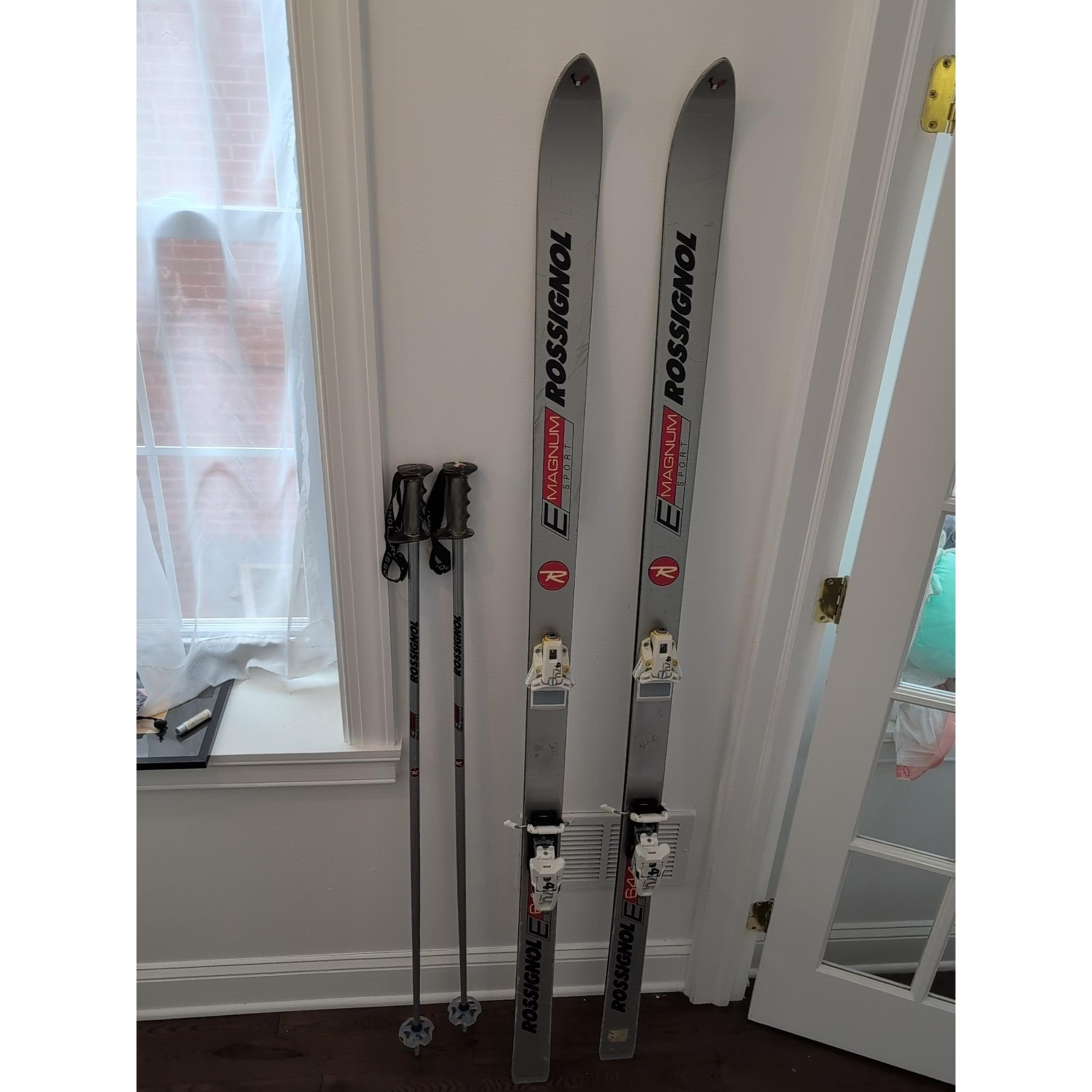 Rossignol Magnum Sport E644 Silver Skis Tyrolia 470 Bindings 185 w/Pole + Case