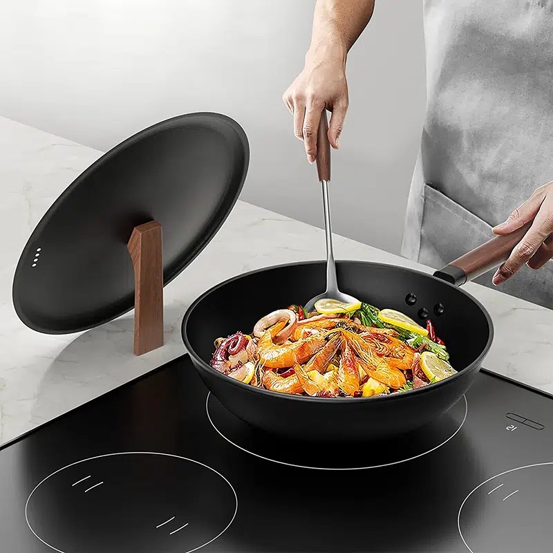1pc Nonstick Wok Carbon Steel Wok Pan With Lid Woks & Stir-Fry Pans,dgn