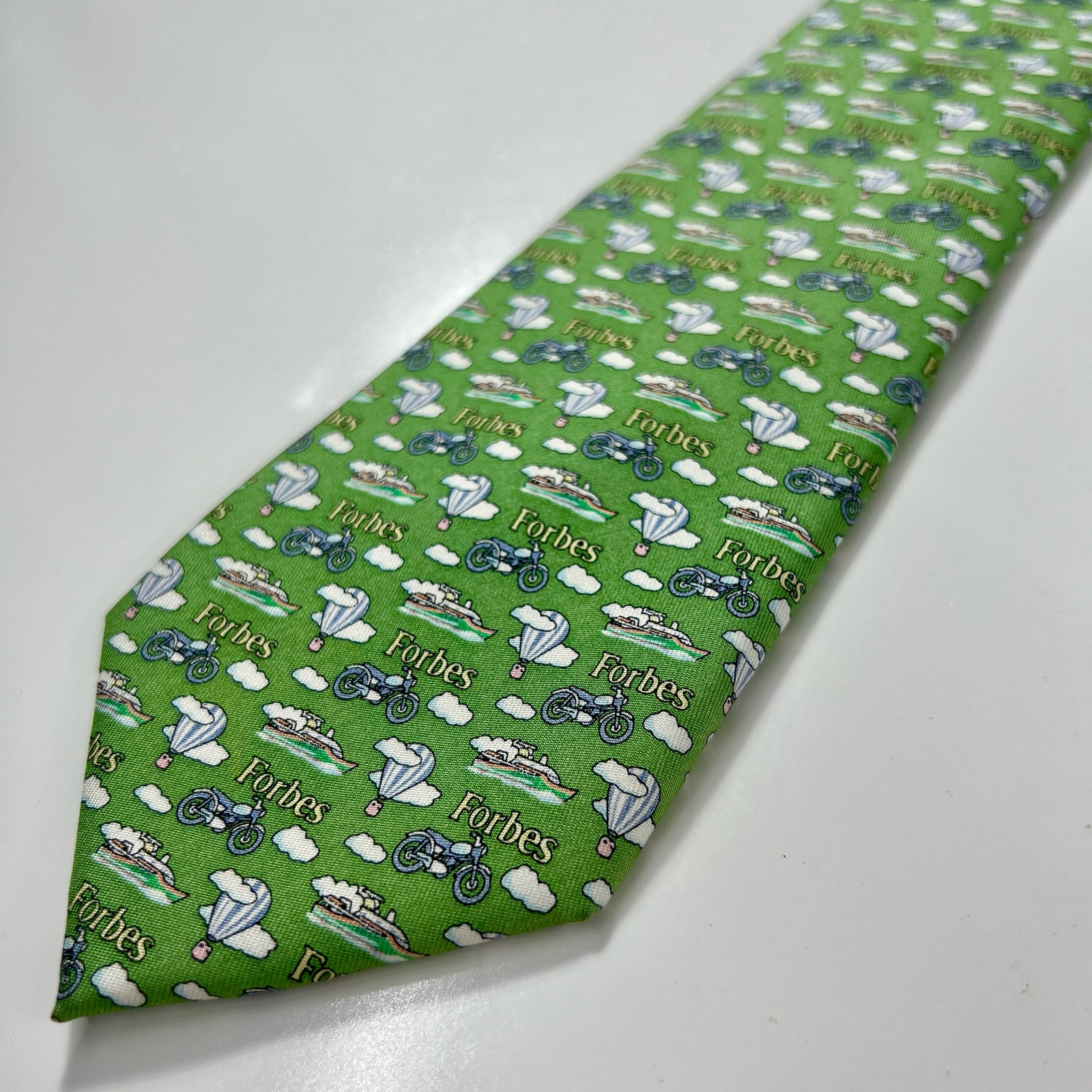 Vineyard Vines Men's Neck Tie Forbes Green White Blue Gold 100% Silk Necktie