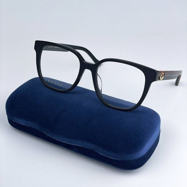 NEW Gucci GG1305OA 001 Black Havana Rectangle Women Eyeglasses