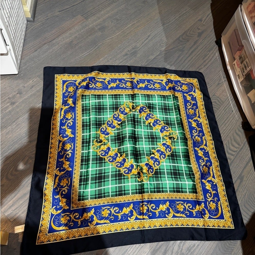 Berkshire Stuuning Plaid Square Scarf Made in France