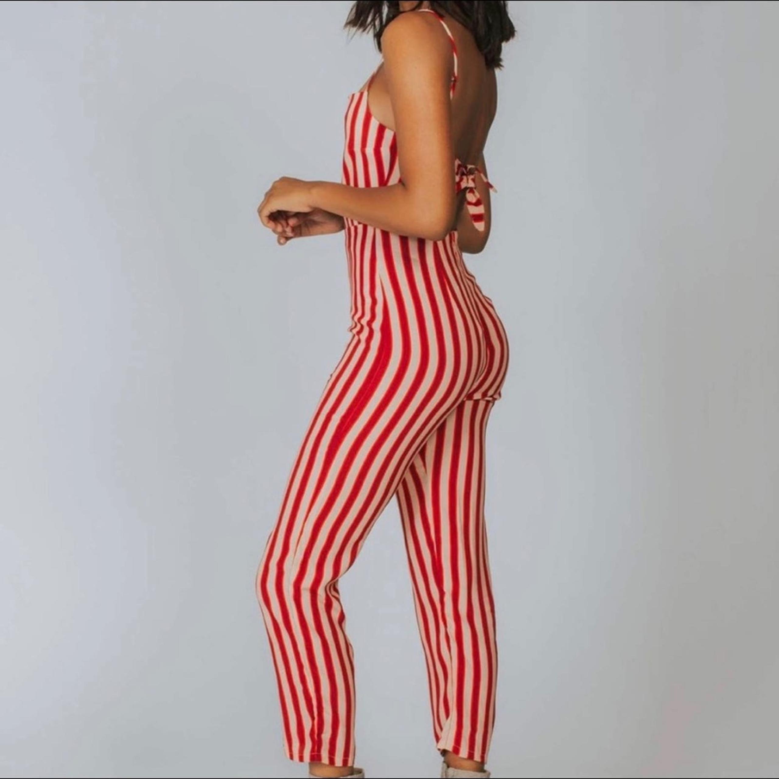 Flynn Skye Rosalie Open Back Jumper Red Stripes Women's Size Small