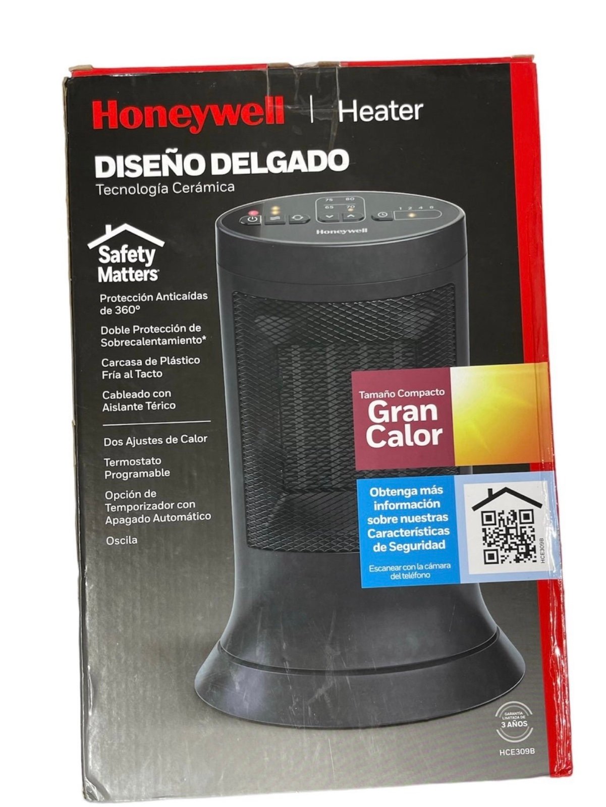 Honeywell Compact Ceramic Tower Heater, Black
