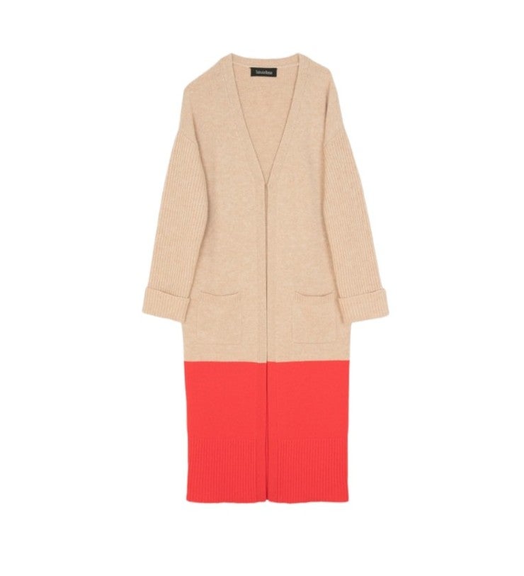 Tabula Rasa Babur Colorblock Cardigan Size M Beige Coral Merino Wool Cozy