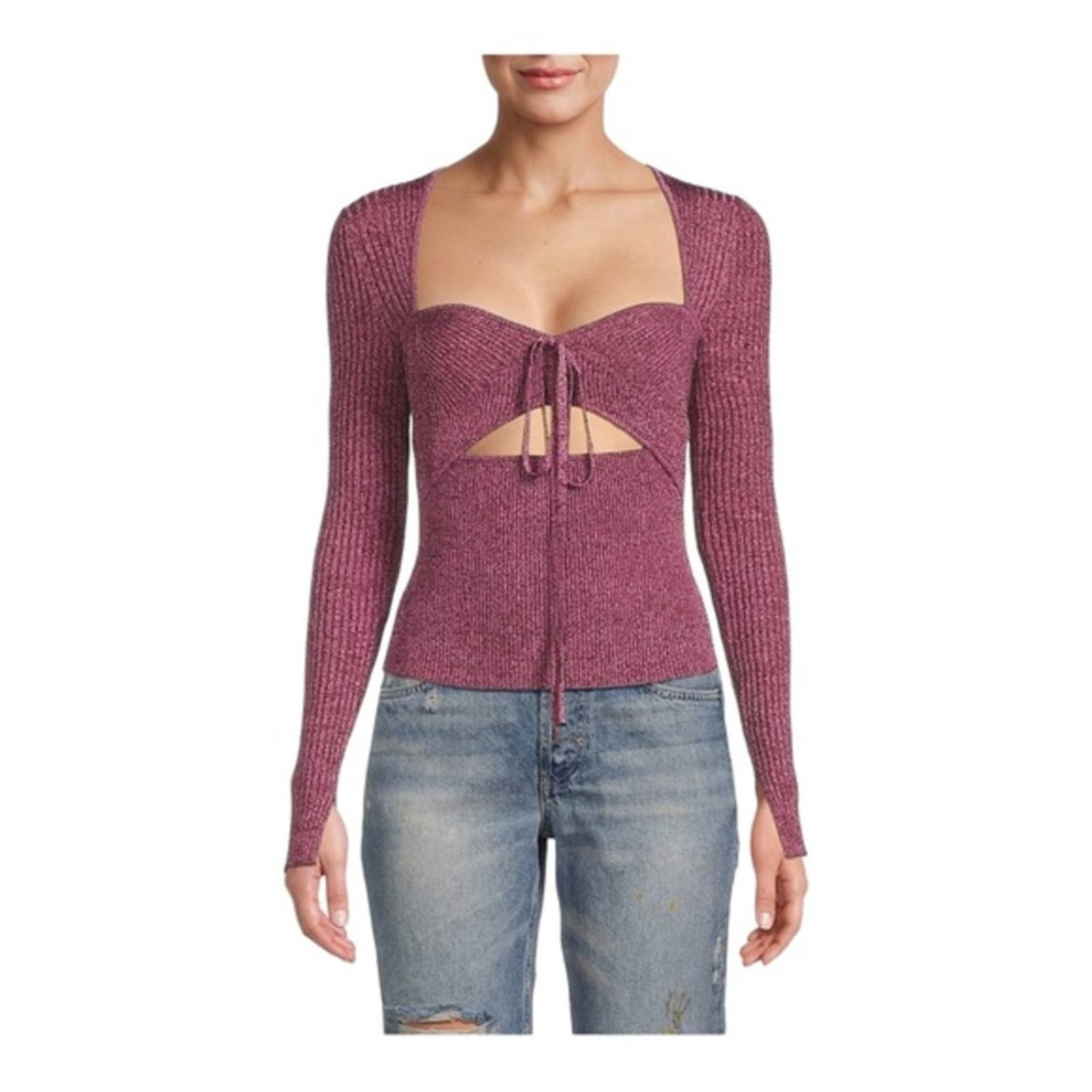 Jonathan Simikhai Alexia Marled Ribbed Cut Out Sweater MWOT