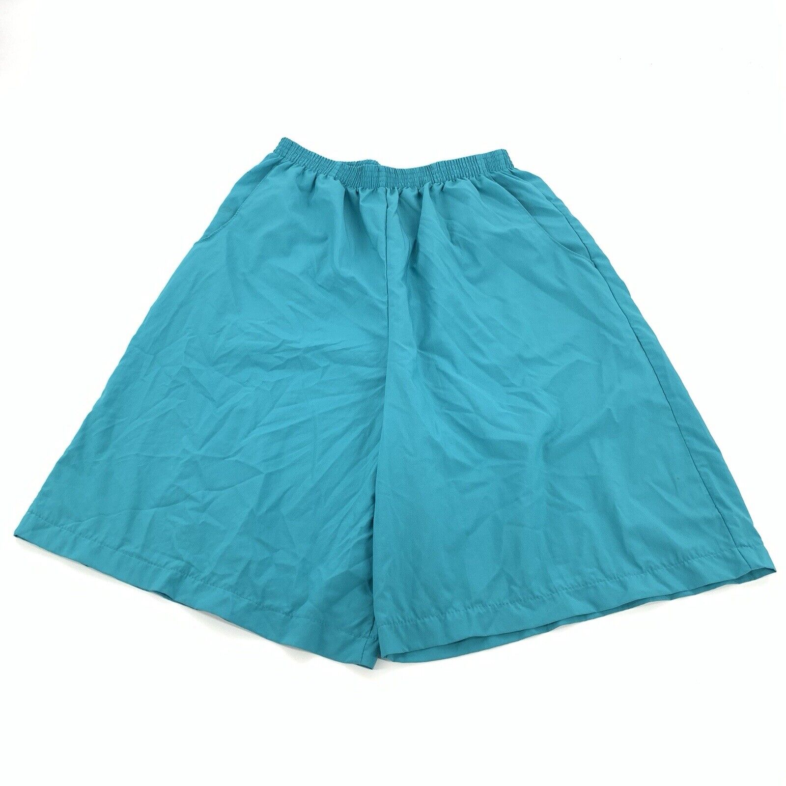 Vintage 1980s Lighthouse Point Pull On Elastic Waist Shorts Medium Blue Modest