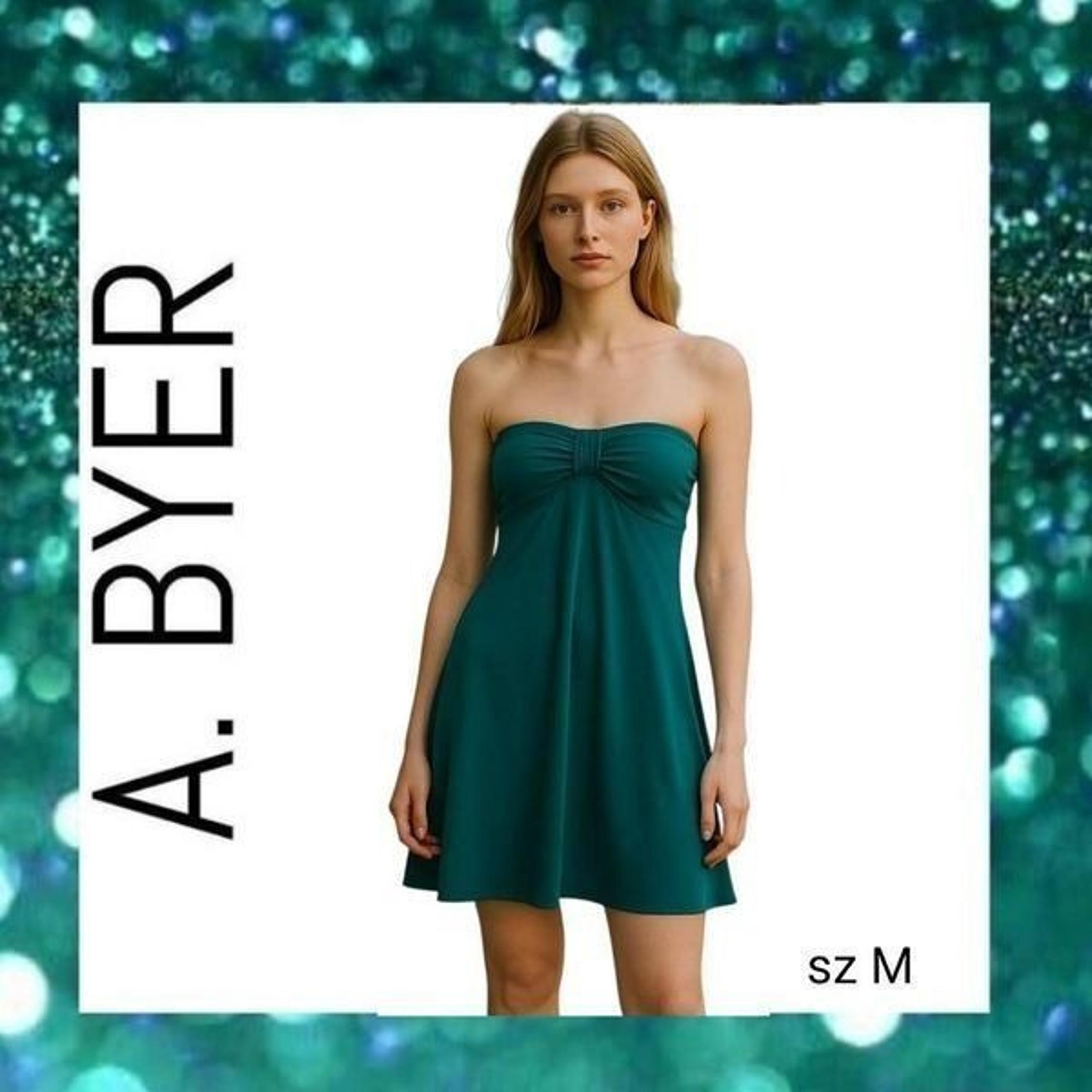 Teal Blue Green Strapless Babydoll Waist Balloon Hem Cocktail Evening Dress