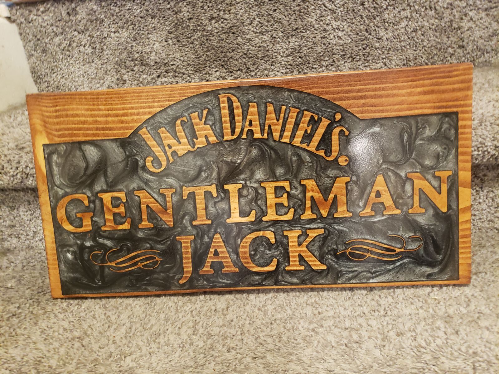 Jack Daniel's wood sign with resin inlay