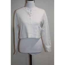 Aritzia Wilfred Free XXS Mavis t shirt Off-White ribbed long sleeve henley crop