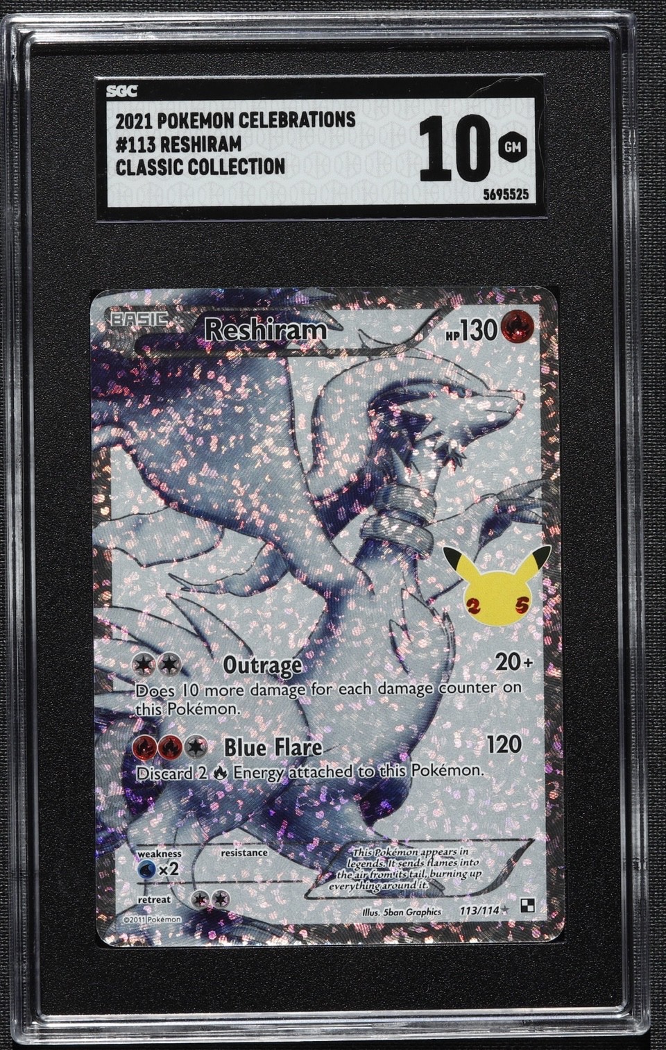 2021 Pokemon Celebrations Reshiram Classic Collection GEM 10 Full Art 113/114