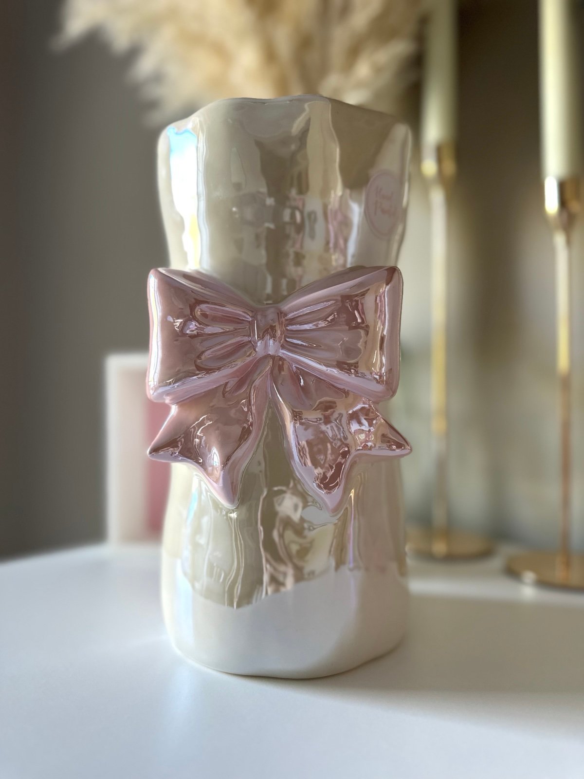 Pink Bow Coquette Flower Vase