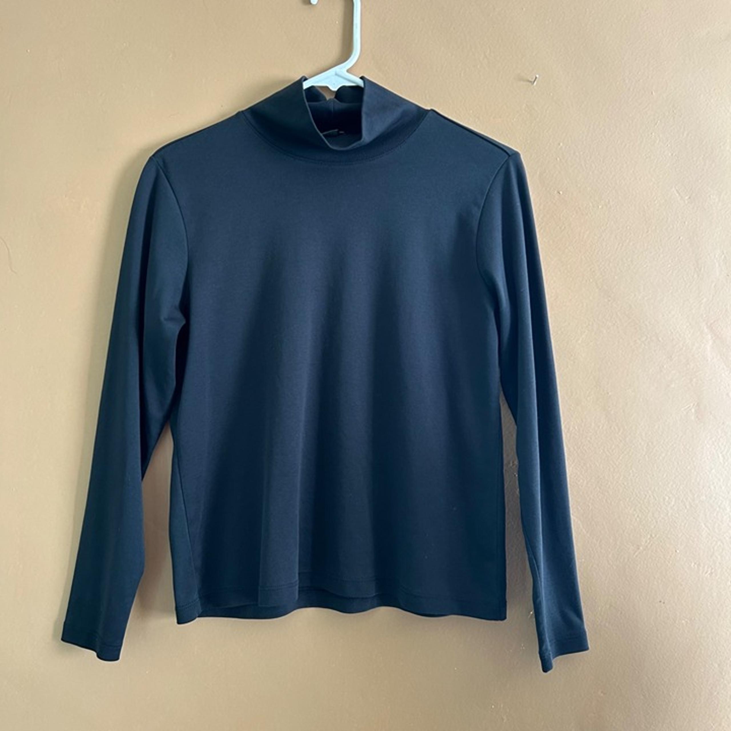 L.L. Bean Women's Supima Cotton Black Mock Neck Long Sleeve Top Shirt - Medium